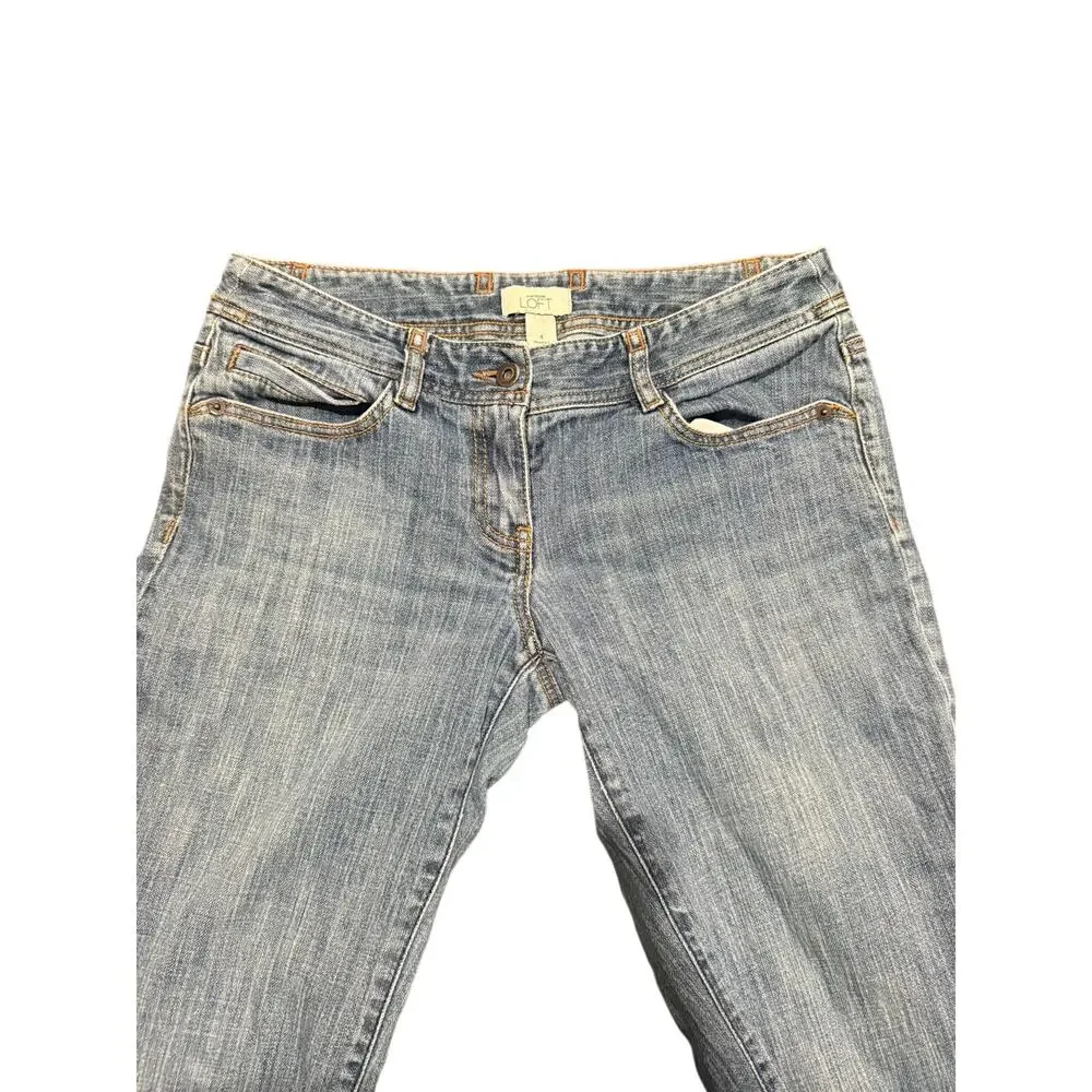 Ann Taylor Loft Marisa Blue Denim Cuffed Crop Capris Jeans Size 4